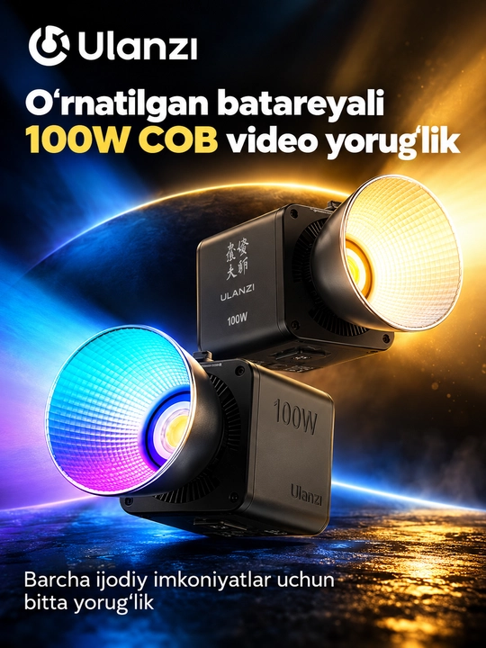 Ulanzi Foto va video suratga olish uchun sozlanadigan mahkamlagichli LED yoritgich