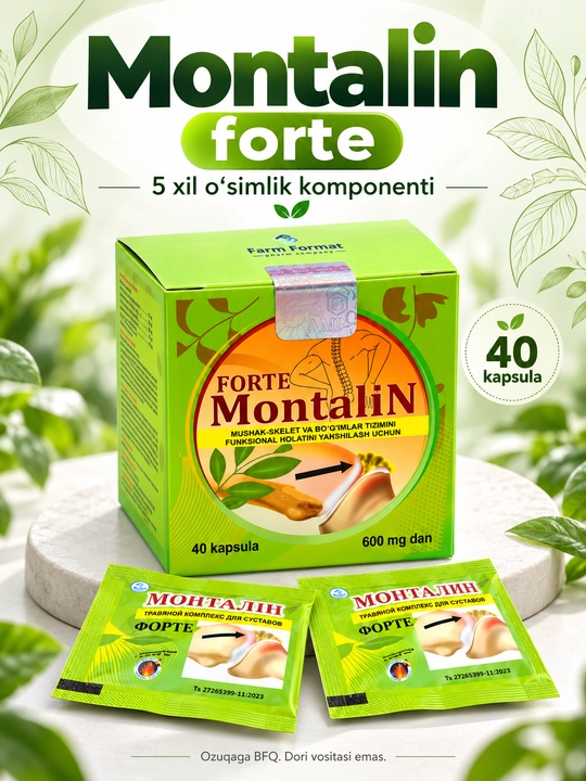 Montalin forte kapsulalari, 5 xil o‘simlik komponenti, 40 dona - 