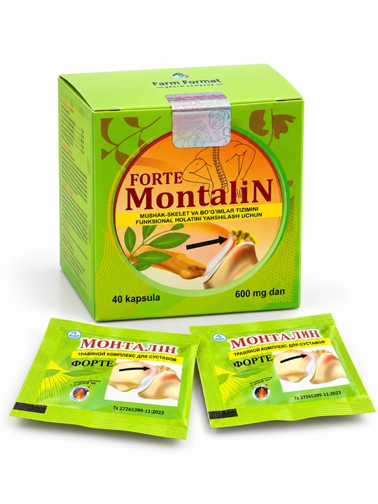 Montalin forte kapsulalari, 5 xil o‘simlik komponenti, 40 dona