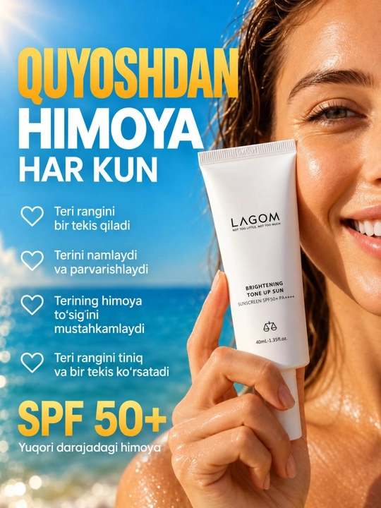 Teri rangini tekislashtiruvchi quyoshdan himoya kremi,kremlar SPF 50+, PA++++ - 