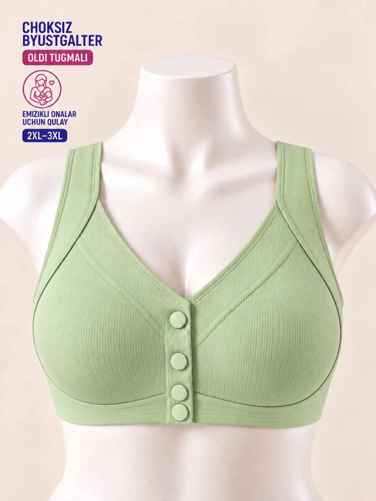 Emizikli onalar uchun choksiz byustgalter, tugmali lifchik, 2XL–3XL - 