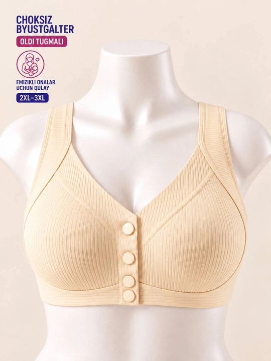 Emizikli onalar uchun choksiz byustgalter, tugmali lifchik, 2XL–3XL - 