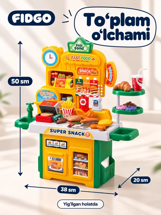 Игрушечная кухня, магазин фастфуда и десертов FIDGO, игровые наборы