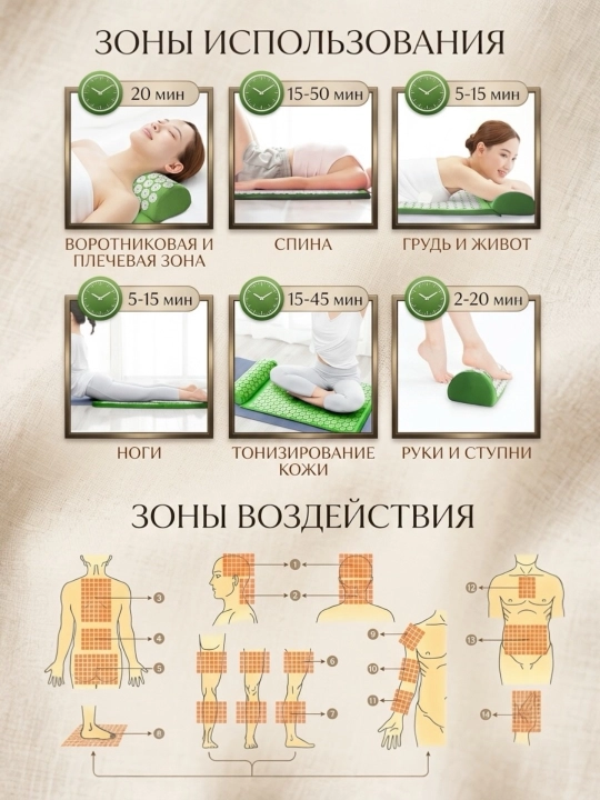 Массажный коврик для тела и ног, аппликатор Кузнецова, игольчатый массажер