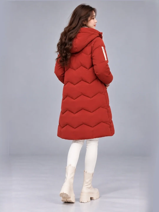 Kurtka ayollar uchun, oversize, qalin kapishoni bilan still koreyskiy kuz va qish uchun