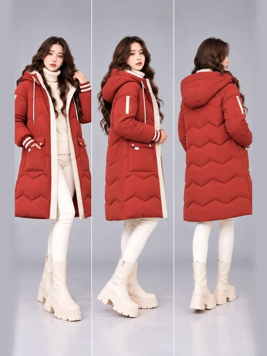Kurtka ayollar uchun, oversize, qalin kapishoni bilan still koreyskiy kuz va qish uchun