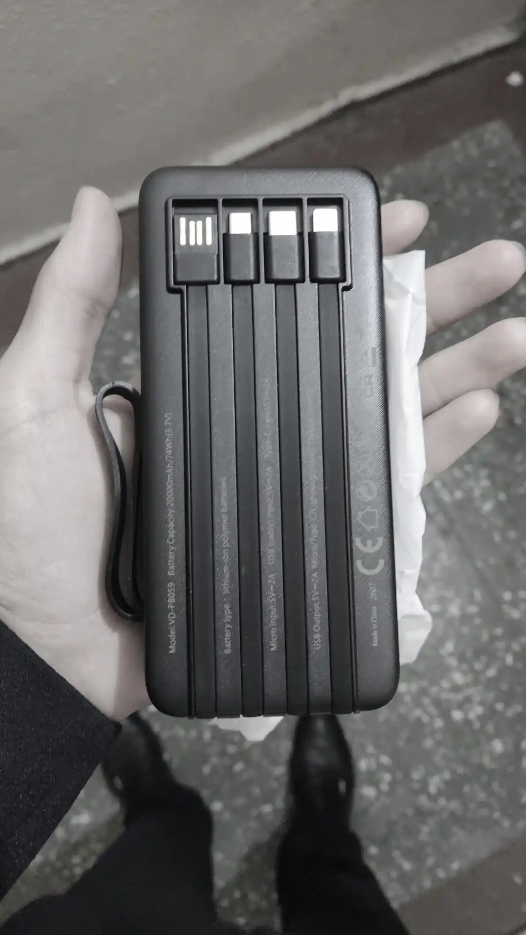 Power Bank 20000mA tezkor quvvat bilan tashqi akkumulyatori +4 kabel bilan