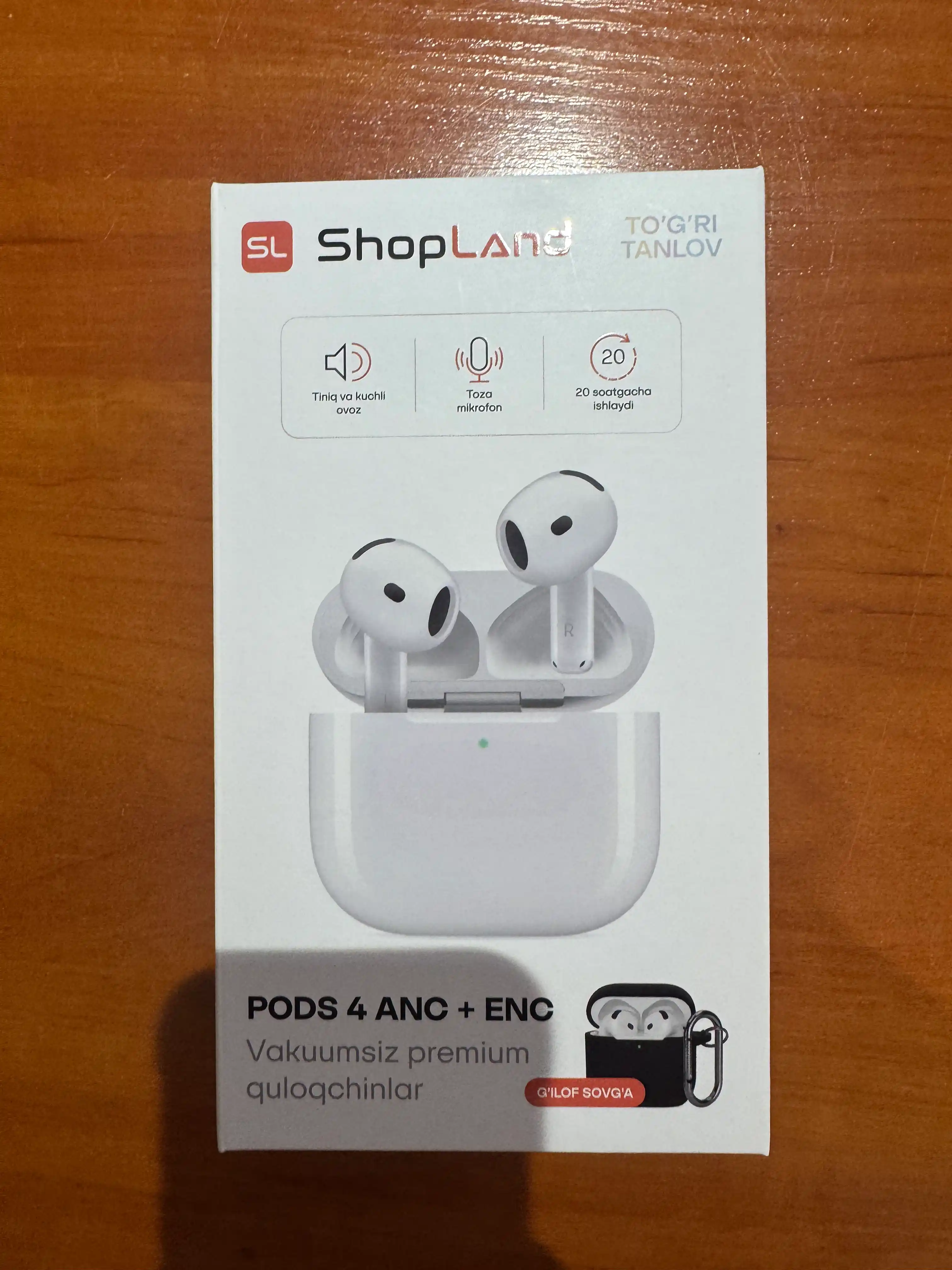ShopLand Pods 4 ANC + ENC simsiz quloqchinlar, vakuumsiz, mikrofonli, iPhone va Android
