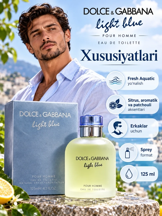 Dolce & Gabbana Light Blue Pour Homme, аромат для мужчин, туалетная вода (EDT), 125 мл