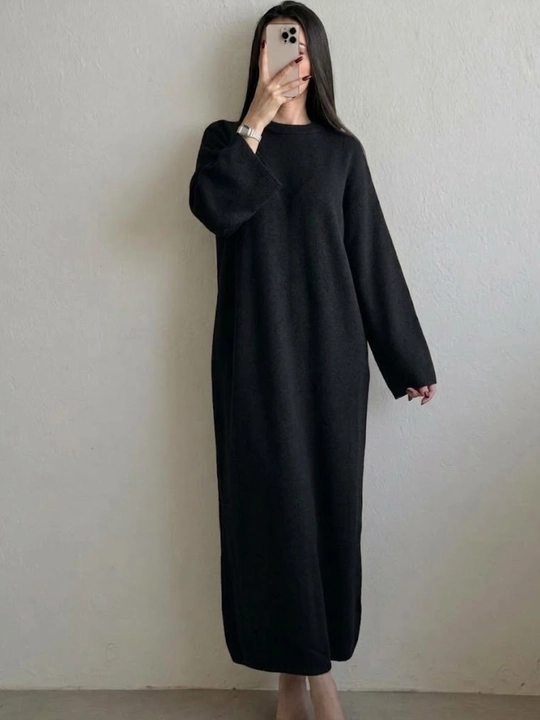 Ayollar uchun trikotaj maxi ko'ylak, kamarsiz, kunda-kungi va zamonaviy oversize  46-54 - 