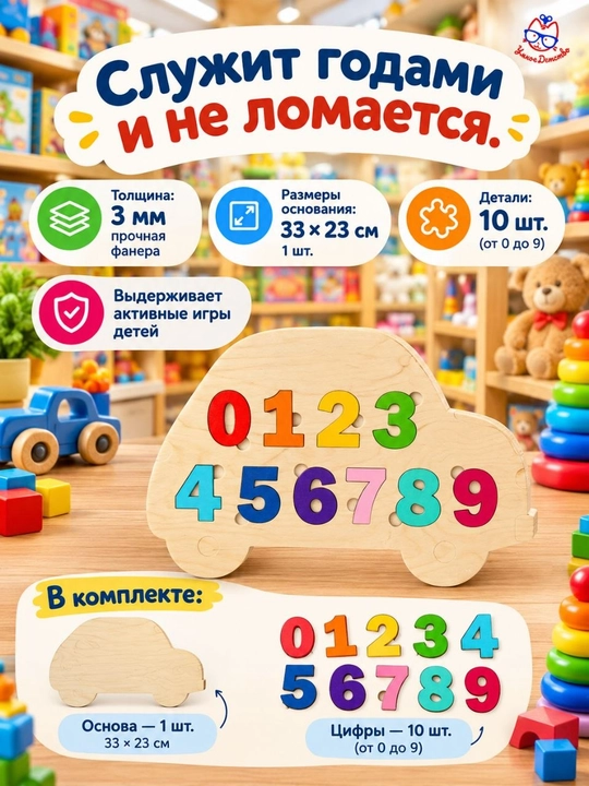 Yog‘och pazl, yozuv mashinkasi, o‘rgatuvchi raqamlar
