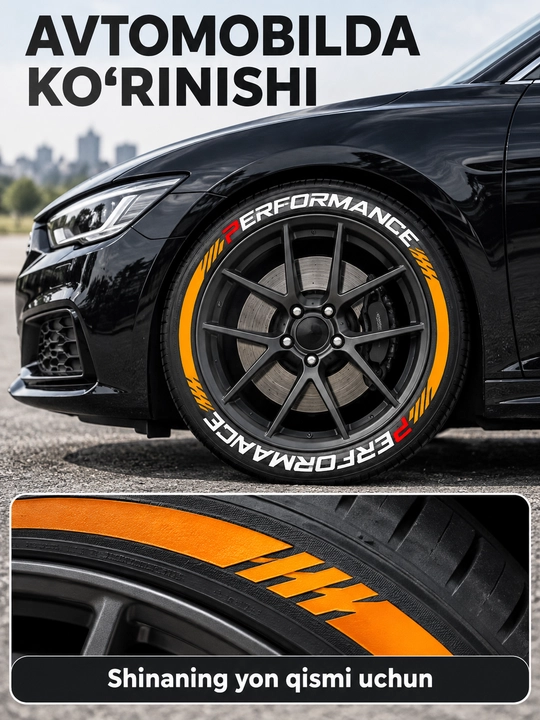Avtomobil shinalari uchun SPORT va PERFORMANCE yozuvli dekorativ stikerlar