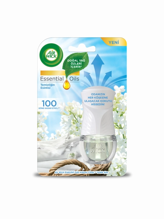 Air Wick almashtiriladigan shishali aromali moyli diffuzer "Zig'irning salqinligi va lilakning yangiligi", 19 ml