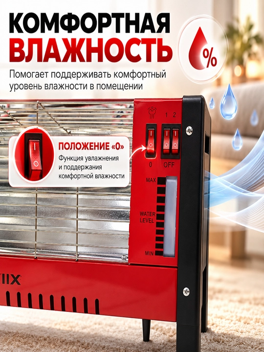 Кварцевый обогреватель 1600 Вт для дома и офиса