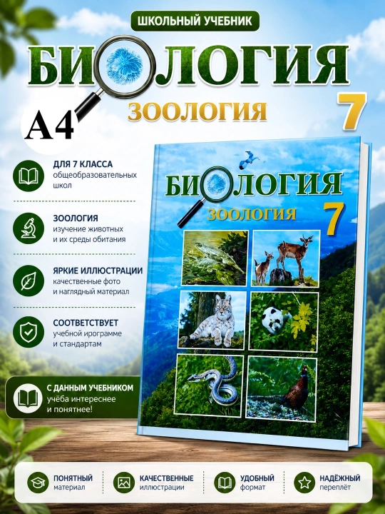 BIOLOGIYA - zoologiya 7-sinf, rangli A4 format 2017 - 