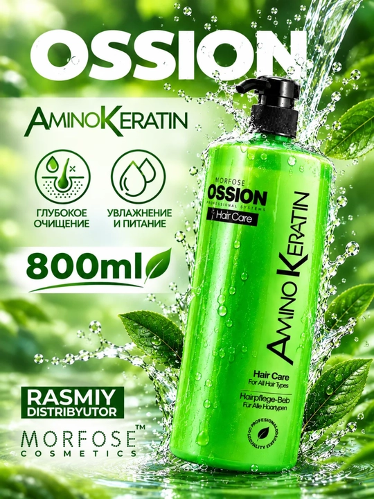 Keratinli soch shampuni, professional Morfose, Ossion, Aminokeratin shampuni