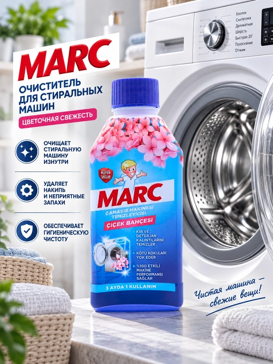 Kir yuvish mashinasi tozalash vositasi MARC "Floral freshness", 250 ml