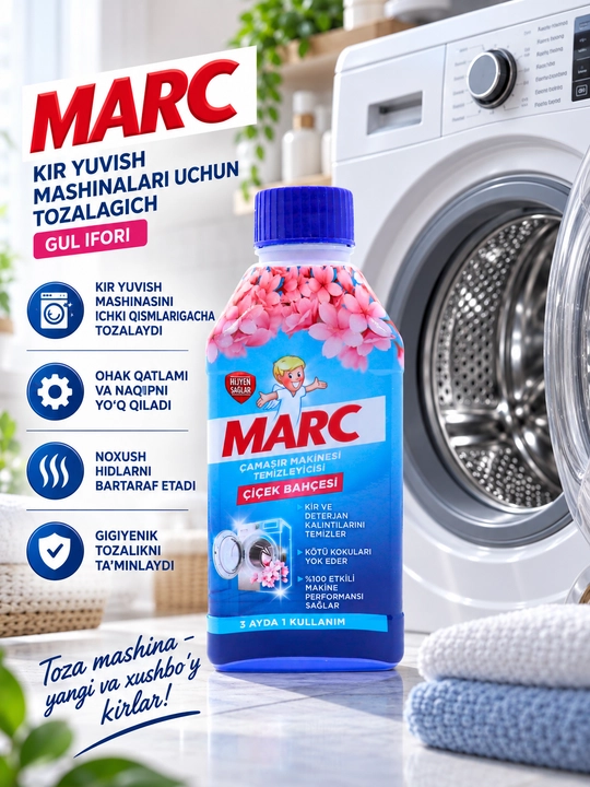 Kir yuvish mashinasi tozalash vositasi MARC "Floral freshness", 250 ml