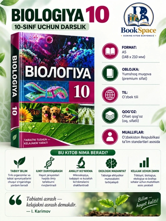 Биология. 10 класс, цветная, формат А5, на русском, 2022 - 
