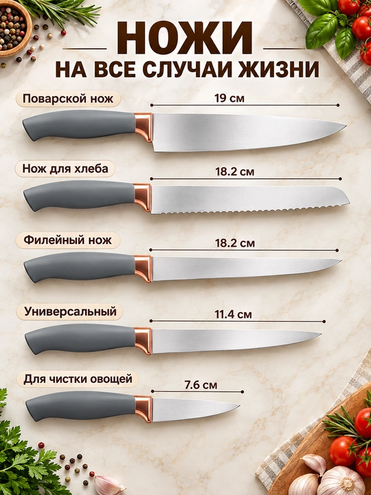 Набор кухонных принадлежностей из силикона и нержавеющей стали