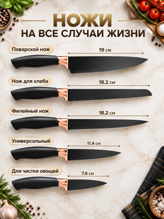 Набор кухонных принадлежностей из силикона и нержавеющей стали