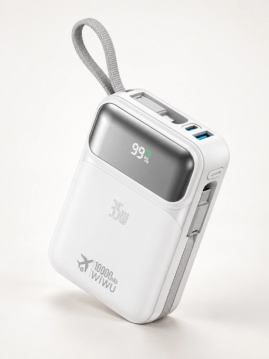 Power Bank WiWU Wi-P052, 10000 mAh, 35W, tezkor zaryadlash, Type-C va Lightning