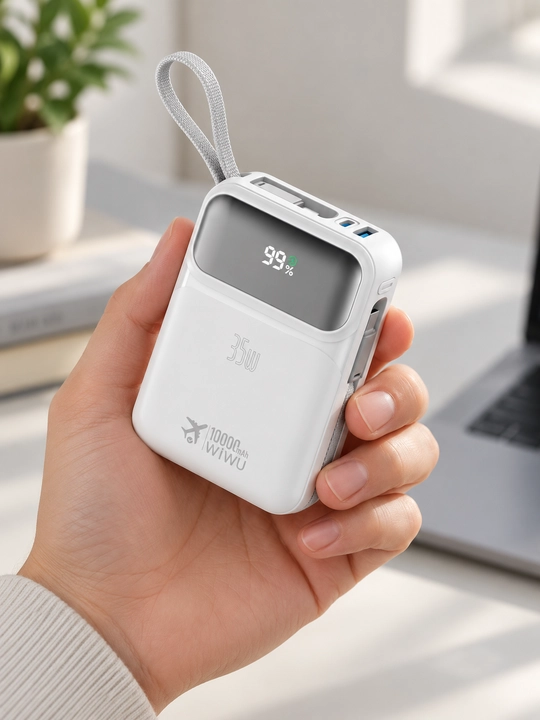 Power Bank WiWU Wi-P052, 10000 mAh, 35W, tezkor zaryadlash, Type-C va Lightning