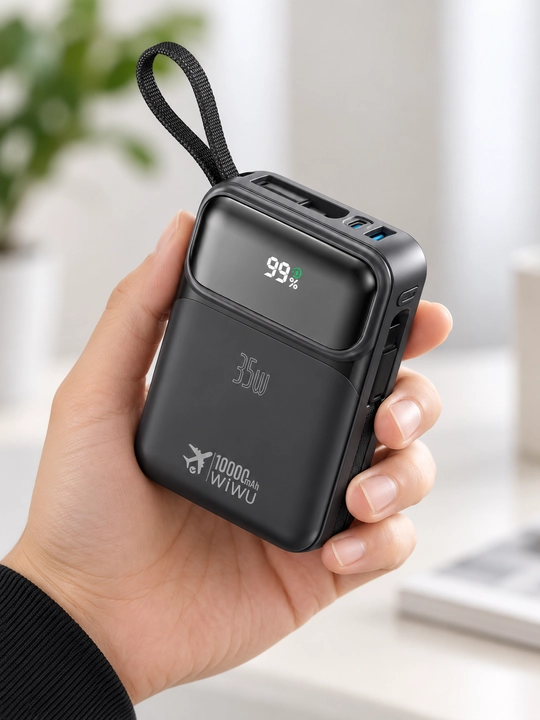 Power Bank WiWU Wi-P052, 10000 mAh, 35W, tezkor zaryadlash, Type-C va Lightning