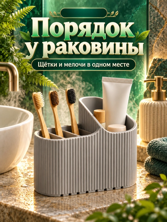 Рифленый органайзер для хранения мелочей в ванной