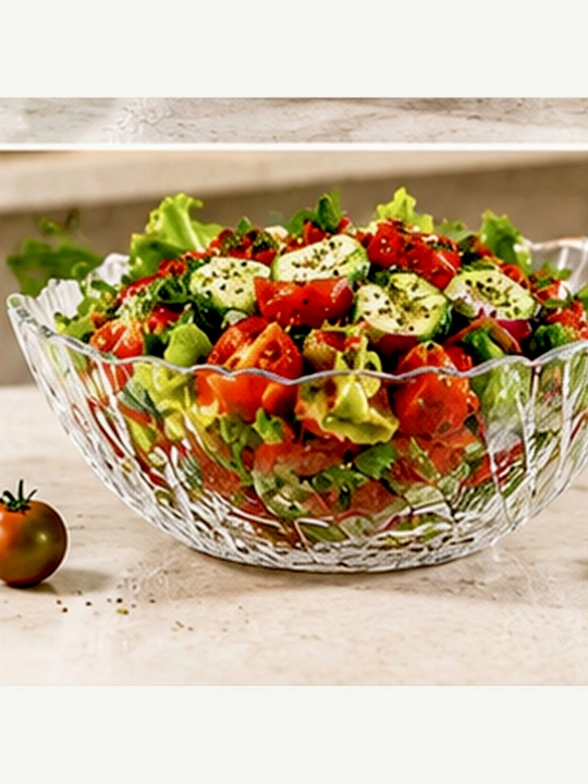Shisha salatnik idish oshxonaga qulay va zamonaviy. Salat tayyorlash uchun qulay yechim