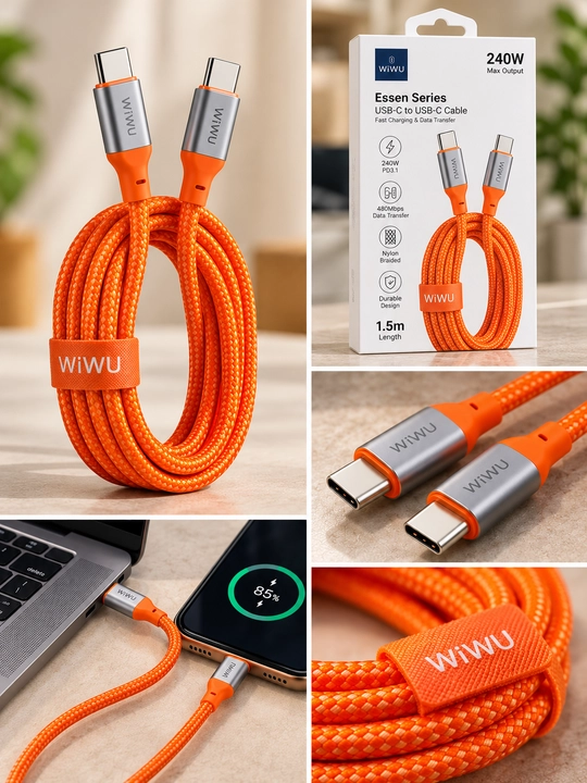 WiWU Essen Wi-C101 — универсальный кабель USB-C для смартфонов, планшетов и ноутбуков - 
