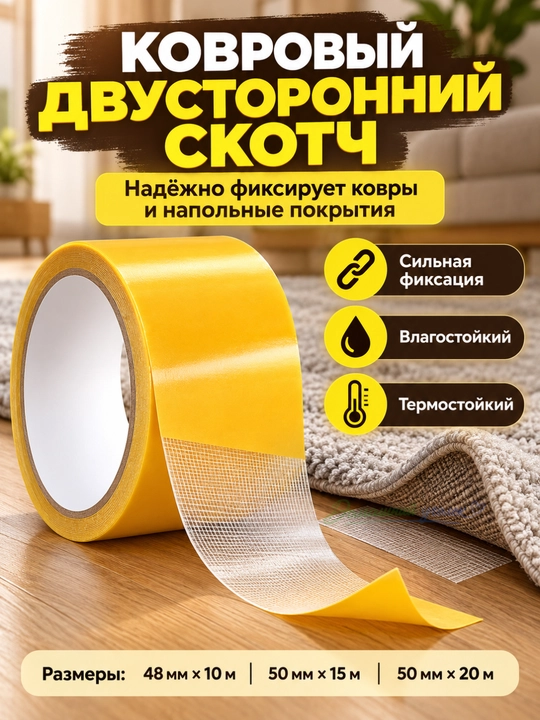 Ковровый скотч лента, 15 м
