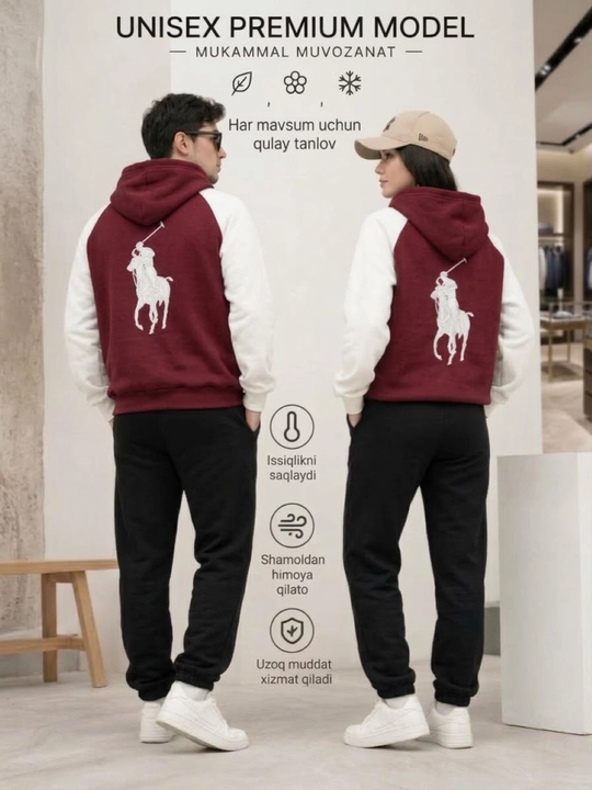 Худи Unisex Premium Polo (комбинированные рукава, хлопковая ткань)