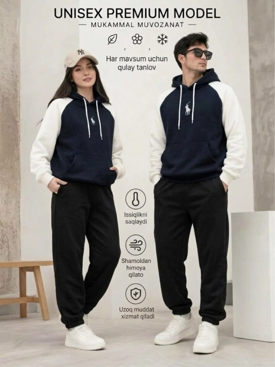 Unisex Premium Polo xudi (kombinatsiyalangan yengli, paxta matodan)