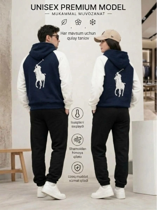 Unisex Premium Polo xudi (kombinatsiyalangan yengli, paxta matodan)