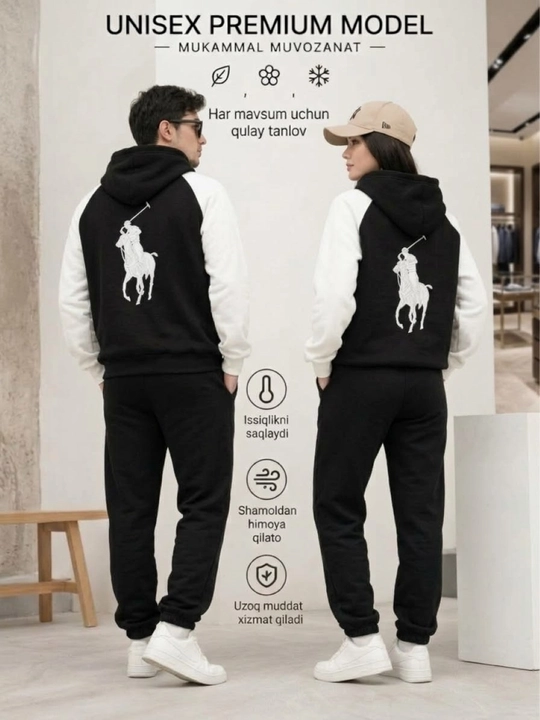 Unisex Premium Polo xudi (kombinatsiyalangan yengli, paxta matodan) - 