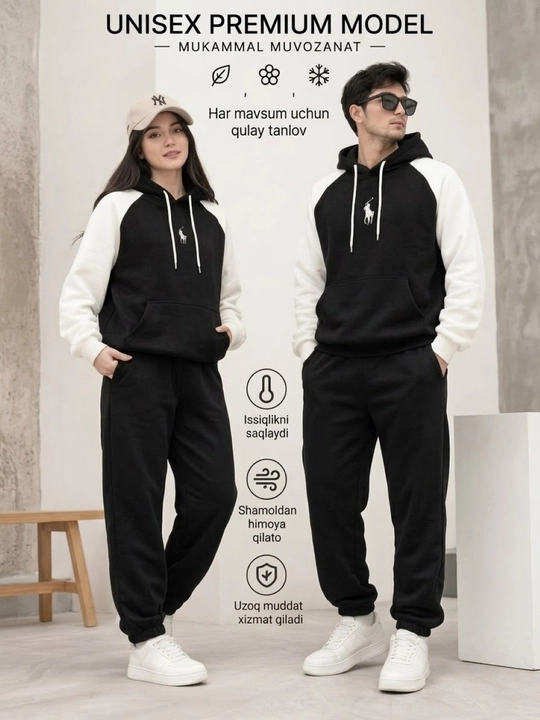 Unisex Premium Polo xudi (kombinatsiyalangan yengli, paxta matodan)