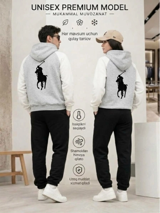 Unisex Premium Polo xudi (kombinatsiyalangan yengli, paxta matodan)