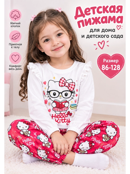 Qiz bolalar uchun bog'cha va uyda kiyishga pijama, ikkitalik to'plam - 