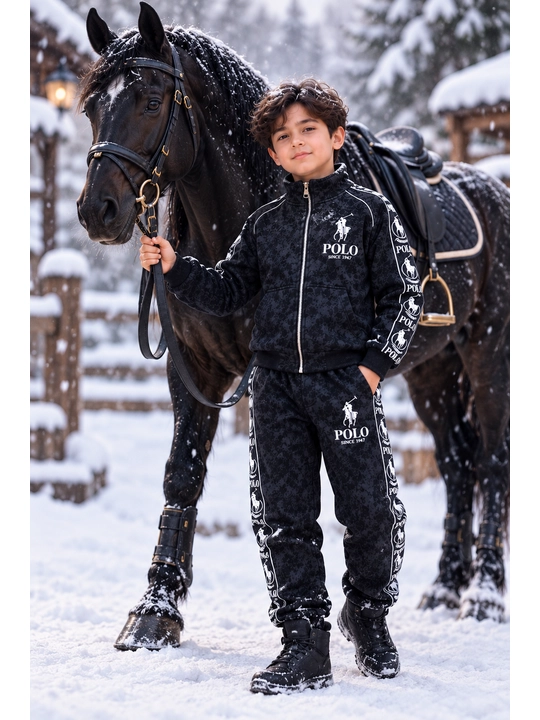 Детский зимний спортивный костюм POLO, тёплая двойка из трёхнитки, 7–9 лет