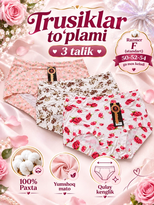 Choksiz va to‘rli ayollar trusiklari to‘plami, neylondan ichki kiyimlar to‘plami - 
