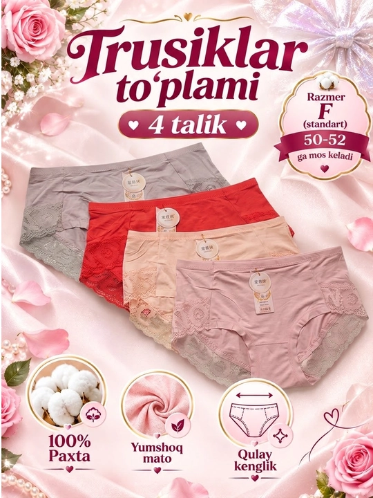 Choksiz va to‘rli ayollar trusiklari to‘plami, neylondan ichki kiyimlar to‘plami - 