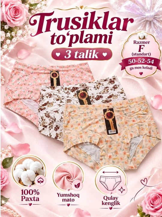 Choksiz va to‘rli ayollar trusiklari to‘plami, neylondan ichki kiyimlar to‘plami - 