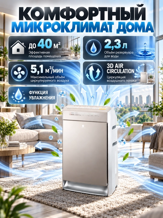 Panasonic F-VXR50R havo tozalagich va namlagich, 40 m² gacha, HEPA filtr ECONAVI Sport Air