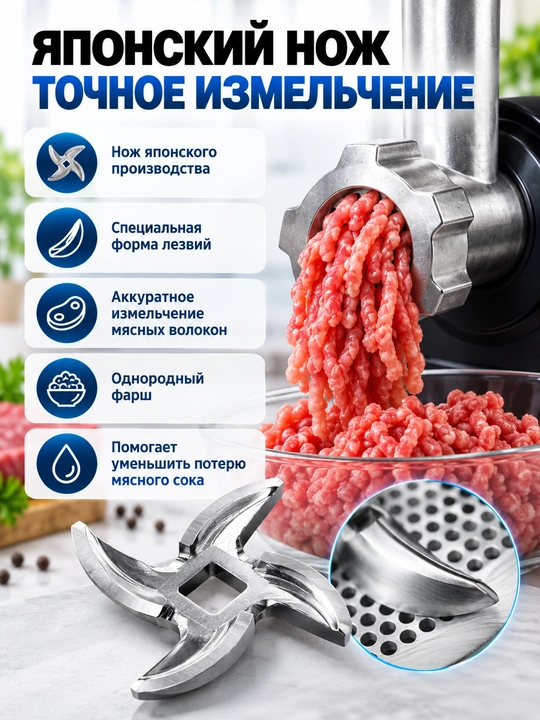 Panasonic MK-GX1710 elektr go‘sht maydalagich 1700 W, revers, kebbe va kolbasa nasadkalari