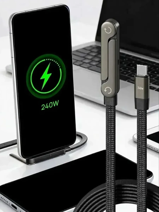 Type-C kabel telefon tagligi bilan, 240W, 1.5 metr, tez zaryadlash va ma’lumot uzatish