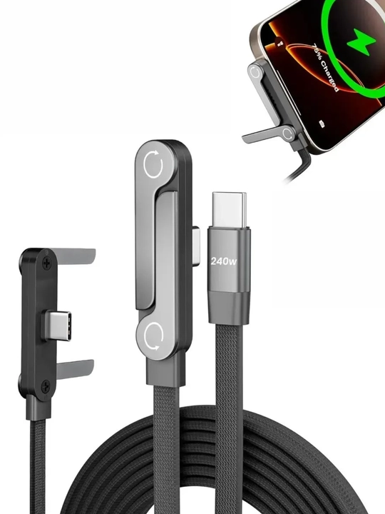 Type-C kabel telefon tagligi bilan, 240W, 1.5 metr, tez zaryadlash va ma’lumot uzatish