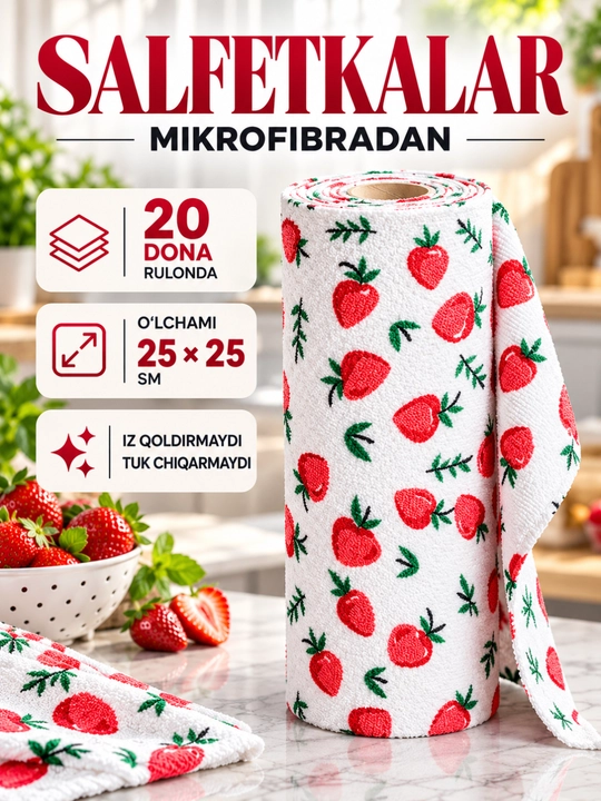 Полотенца в рулонах, кухонные салфетки для уборки - 