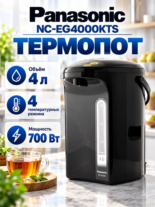 Panasonic NC-EG4000 termopot, 4 litr, 700 W, 4 harorat rejimi, taymer - 