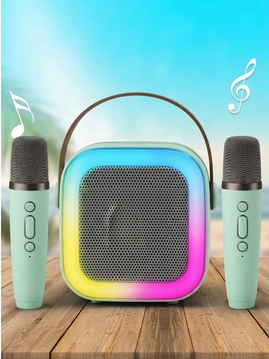 Караоке колонка для детей с 2 беспроводными микрофонами, портативная Bluetooth